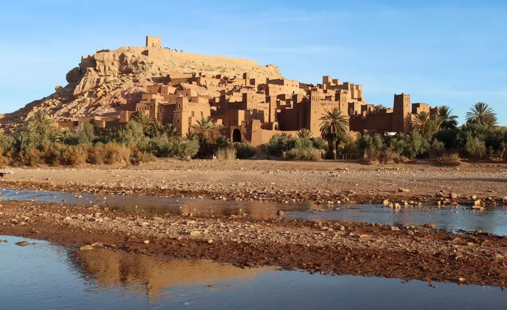 Ait Benhaddou Kasbah under dramatic desert skies
